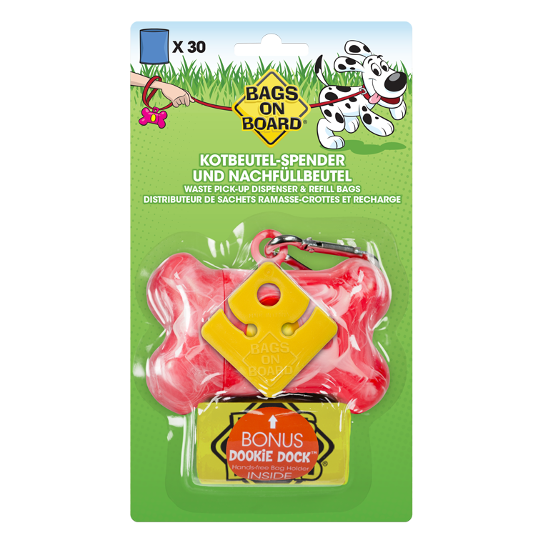 Bags on Board Pink Marble Bone Dispenser Bags on Board Pink Marble Bone Dispenser