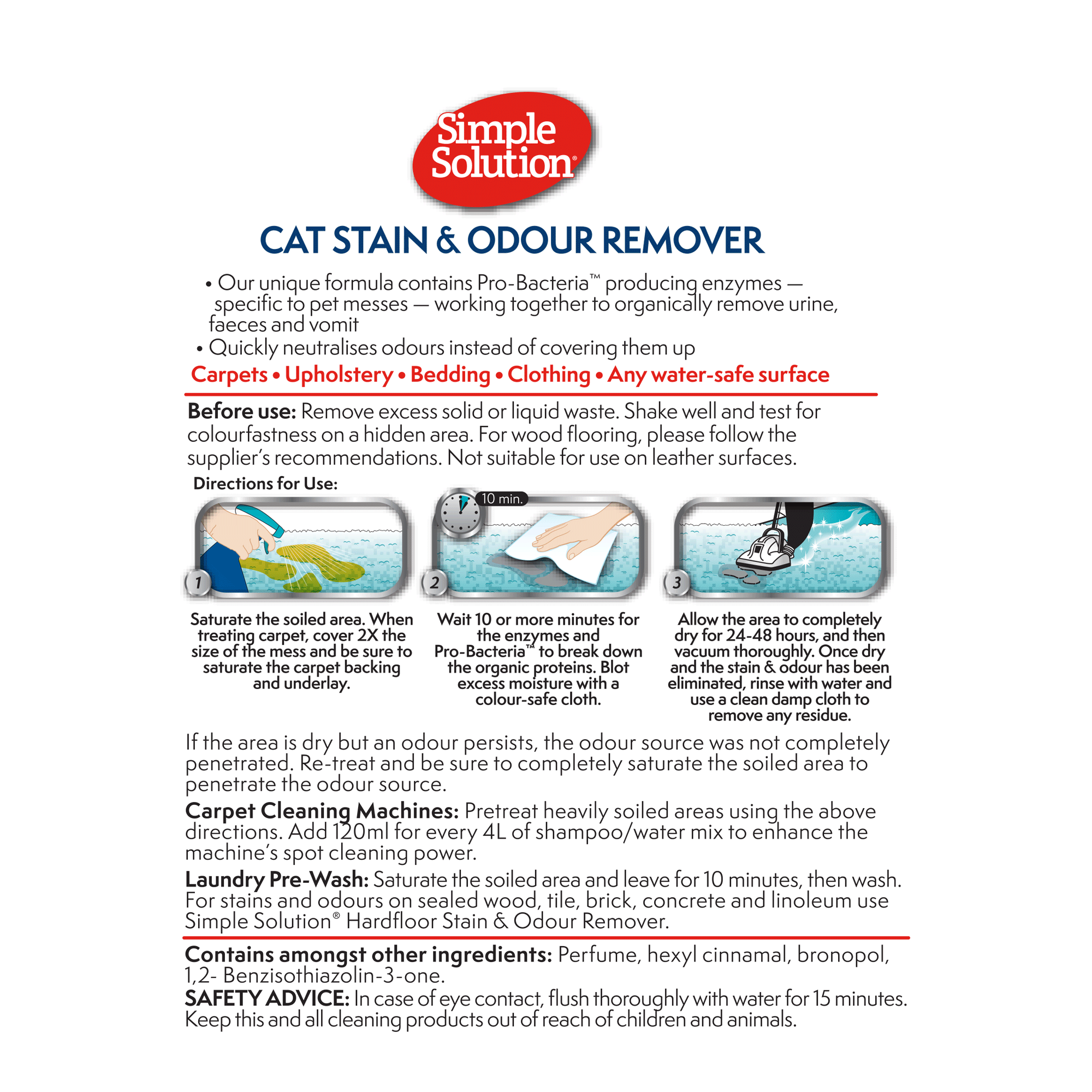 Simple Solution Stain & Odour Remover for Cats - 750ml Simple Solution Stain & Odour Remover for Cats - 750ml