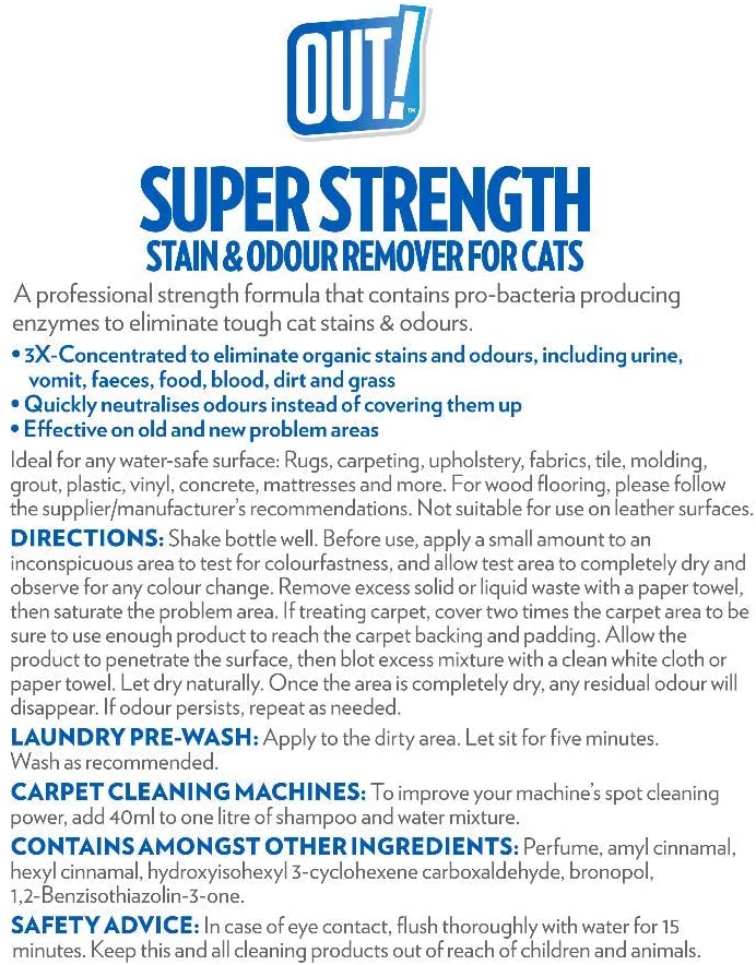 Out Petcare Super Strength Stain & Odor Remover - Trigger Bottle 500ml Out Petcare Super Strength Stain & Odor Remover - Trigger Bottle 500ml