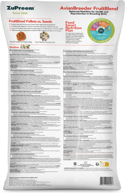 Zupreem FruitBlend Medium Birds 18kg Zupreem FruitBlend Medium Birds 18kg